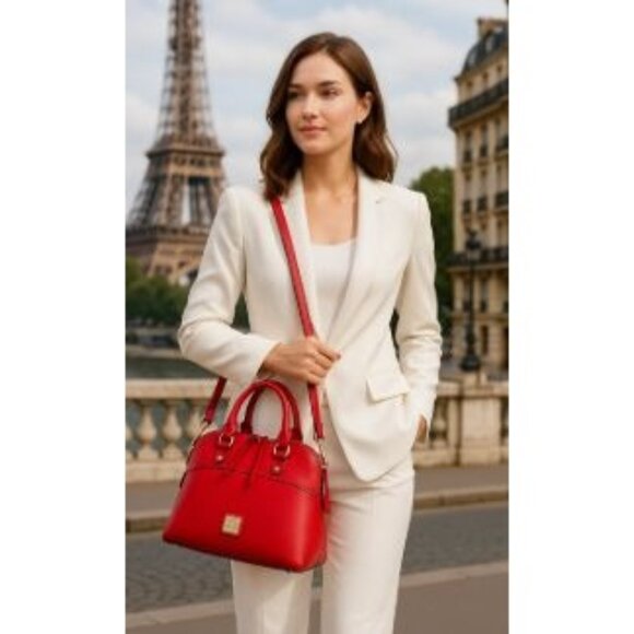 Dooney and Bourke Red Leather Satchel Bag Structured Handbag - NWT  MRSP 448.00 - Picture 1 of 14